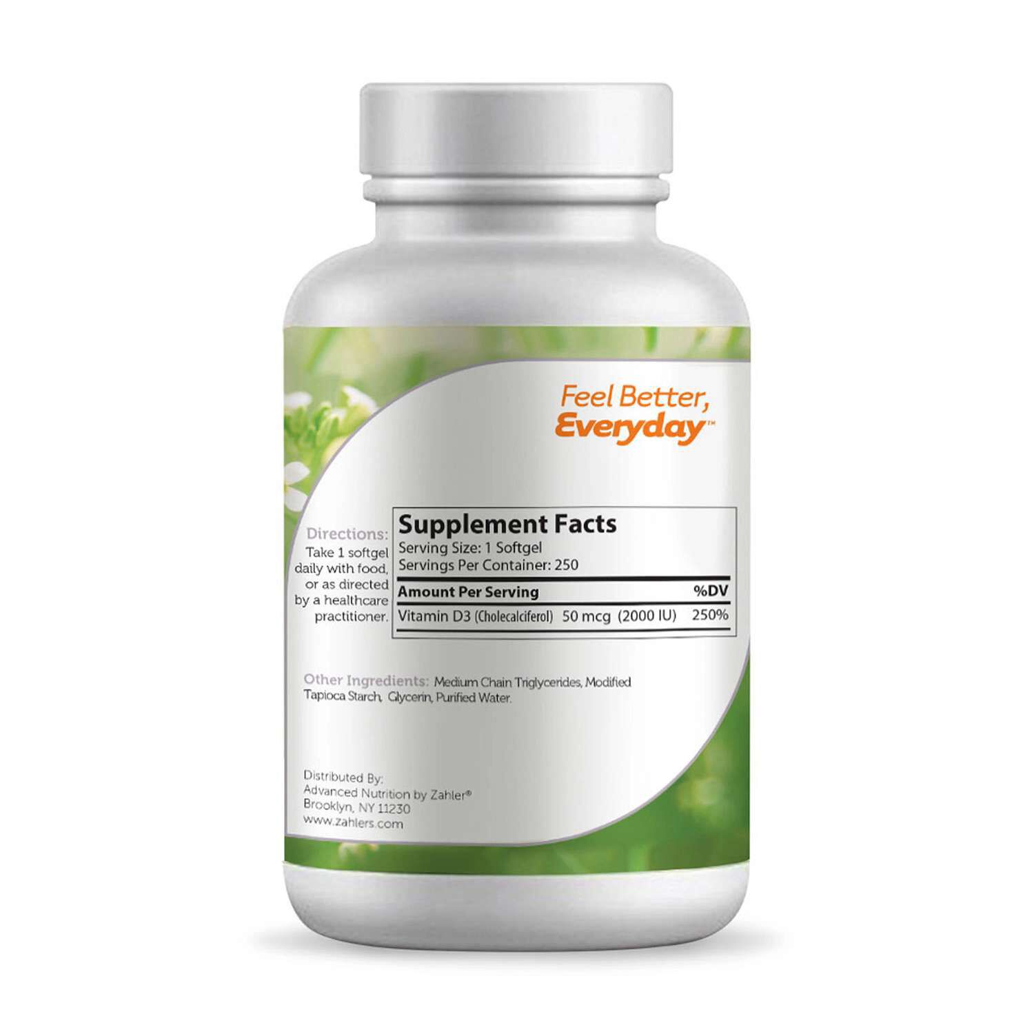 Vitamin D3 2000 IU - 250 Softgels (250 Servings)